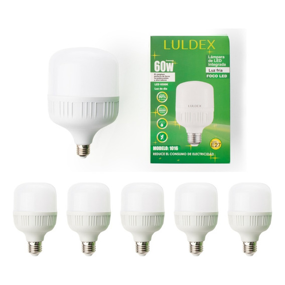 Paquete 5 Focos Led Color Luz Fria 60 W       