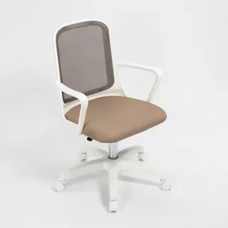 Silla De Oficina, Cortador Giratorio, Base Blanca, Color Beige, Material De Tapicería: Crepé, Creativo