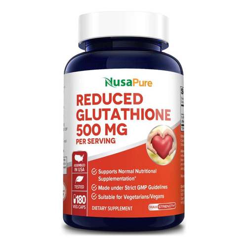 Antioxidante Glutatión Reducido 500 Mg, 180 Cápsulas Sabor Sin Sabor
