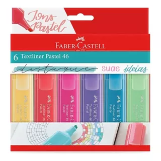 Marca Texto 6 Cores Pastel 46 Faber-castell