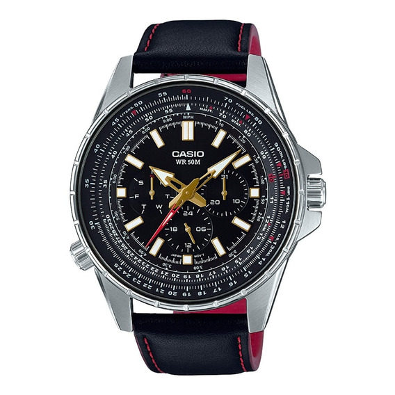 Casio Mtp Sw320l 1a /correa Cuero 50mt 100% Original