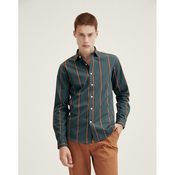 Camisa Caviedes Hombre, Denim, Sport, Slim Fit, Rayas, Equus