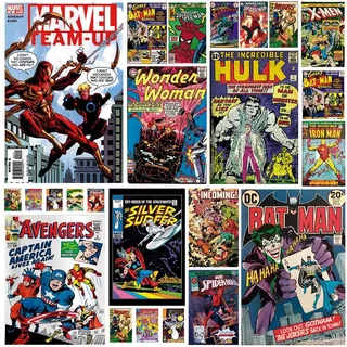 14un Papel Adesivo 20x20 Quadrinho Hq Super Heróis Marvel Dc