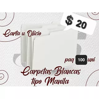 Carpetas Manila Tamaño Carta Marca Oslo Paquete 100 Unidades