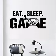 Adhesivo Pared Gamer Eat Sleep Game Decoración Habitación 