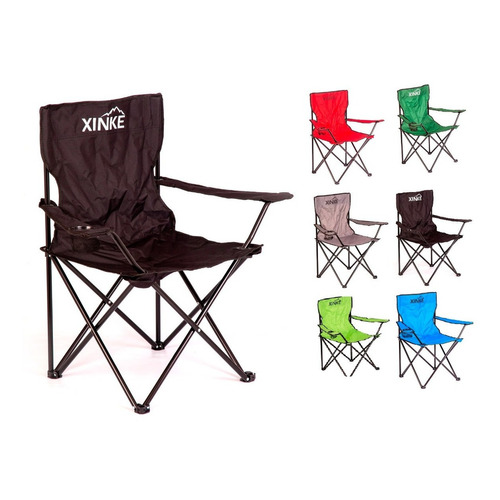 Silla Sillon Plegable Camping Playa Porta Vaso Modelo3 Color Negro