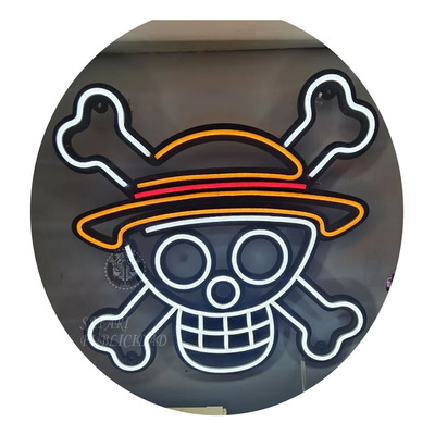 Cartel Neón Led Calavera One Piece Deco - Luminoso