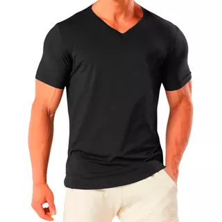 Camiseta Gola V Dry Fit Slim Fit Transpirável Elastano Uv50