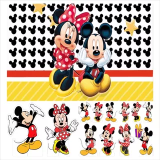 Kit Display + Painel 1,5x1m Festa Infantil  Mickey E Minnie