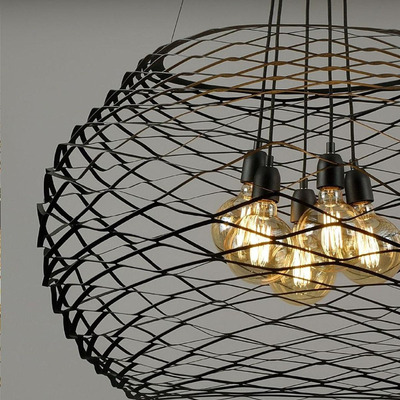 Lampara Colgante Nest Mediano 5 Luces 70cm Negro E27 Nk