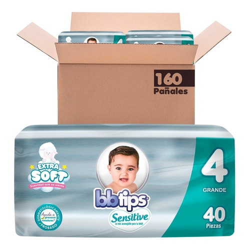 Bbtips Sensitive Extra Soft Talla 4 caja de pañales 160 unidades