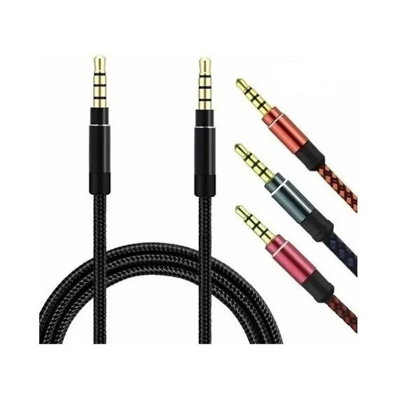 Cable Plug 3.5 Auxiliar 4 Polos Mallado Audio Estereo Sonido