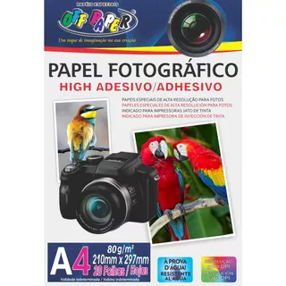 Papel Fotográfico Adesivo High Glossy 80g Off Paper Cor Branco