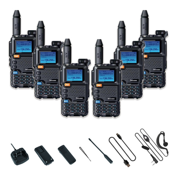 Radios De Comunicación Largo Alcance Uv-5r+ Amfm Uhfvhf Kit6