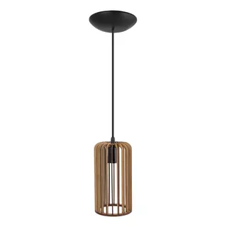 Pendente Lustre Luminária Madeira Paladio P E-27 Para Sala