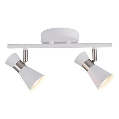 Aplique 2 Luces Blanco Con Cromo U1582  Apto Led Gu10 Mks Blanco/cromo