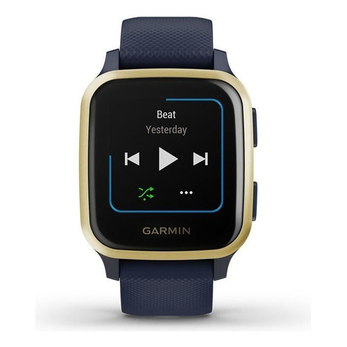 Smartwatch Garmin Venu Venu Sq - Music Edition 1.3" caja 40mm de  polímero reforzado con fibra  navy, malla  navy de  silicona y bisel  light gold de  aluminio anodizado