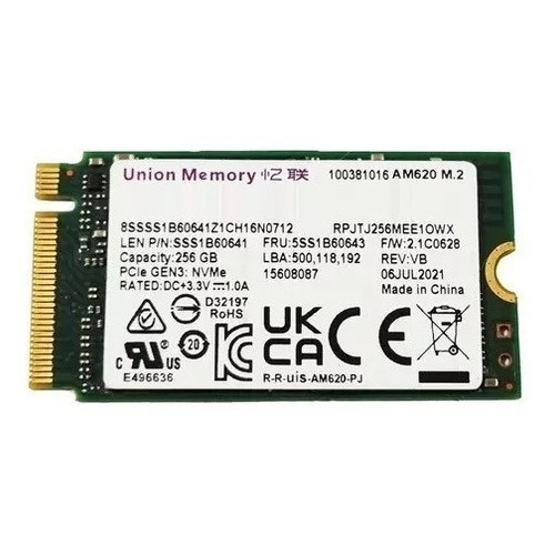 Disco Ssd Lenovo Umis Am620 256gb M.2 2242 Pcie Nvme Oem Cts