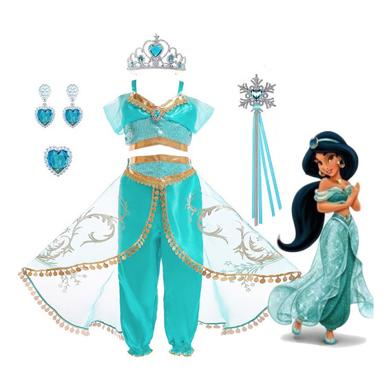 Disfraz De Princesa Jazmín De Aladino Partido Cosplay Niños, Vestido De Princesa Jazmin, Disfraz De Jazmín Fiesta De Cumpleaños Talla 3-9 Años