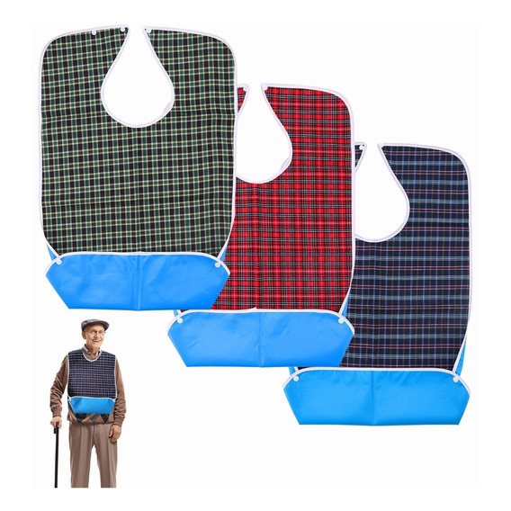 Babero Impermeable Lavable Para Adultos Mayores 3pcs