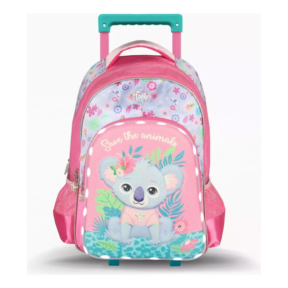 Mochila Carrito Koala 18 Pulgadas Con Luz Led Rosa - Footy 