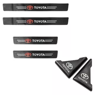Zócalos Fibra Carbono + Protectores Esquineros Logo Toyota