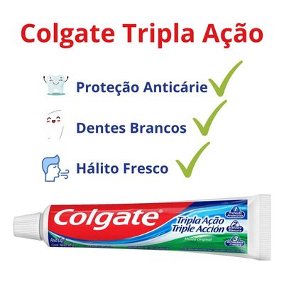 Pasta De Dente Colgate Tripla Ação Menta Kit 4 Unidades Cada