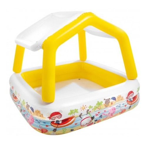 Piscina inflable cuadrada Intex Sun Shade 57470 de 157cm x 157cm x 38cm 295L amarilla y blanca