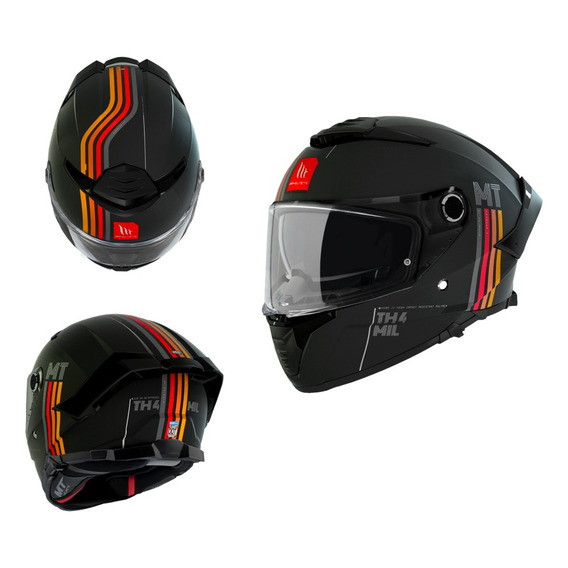Casco Moto Mt Helmets Thunder 4sv Mil A11 Negro Ecer 22-06