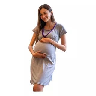 Camisola Pijama Maternal Y Lactancia Gris-morado Mitima