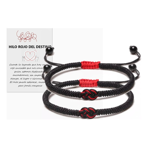 Duo Pulseras Parejas Hilo Rojo Destino Tibetana B007b Ágata