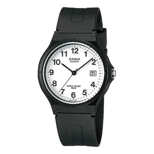 Reloj Casio Original Mw-59-7b Hombre Analogico Fecha Color De La Malla Negro Color Del Fondo Blanco