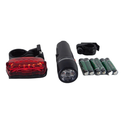 Kit Farol Dianteiro E Pisca Traseiro Bicicleta Bd Led Pilha 