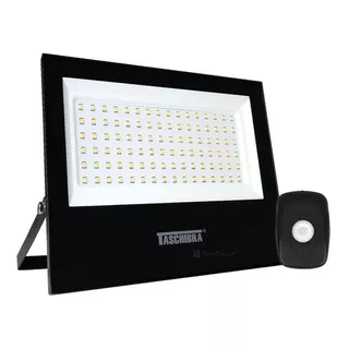 Kit 2 Refletores Led Taschibra 100w Preto + Sensor Movimento Cor Da Luz 6500k - Luz Fria 110v/220v