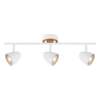 Aplique 3 Luces Blanco Madera Apto Led Gu10 U1933 Mks Blanco/madera