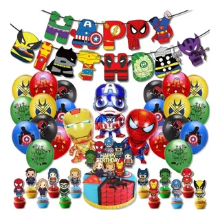 Set Decoración De Cumpleaños Superheroes Fiesta Cotillón