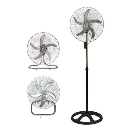 Ventilador 3 en 1 Tower T-251 negro con 5 palas color  plateado de  metal, 18" de diámetro 220 V