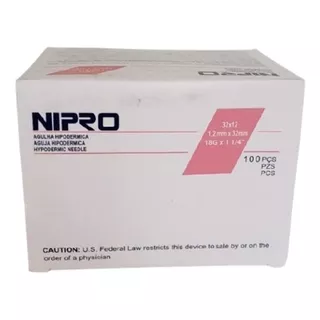 Aguja Hipodermica Nipro 18g X 1 1/4   Caja 100 Unidades