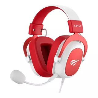 Headset Gamer Branco E Vermelho Red Havit H2002d