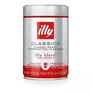 Cafe Illy, Molido Moka, Blend 100% Arábica, 250grs, Italia