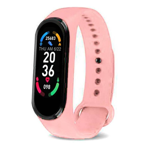 Smartwatch M6 Smartband Banda Inteligente Color De La Caja Negro Color De La Malla Rosa