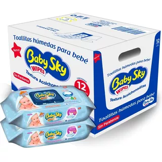 Toallitas Húmedas Para Bebé Baby Sky, Caja Con 12 Paquetes Con 80 Toallas C/u