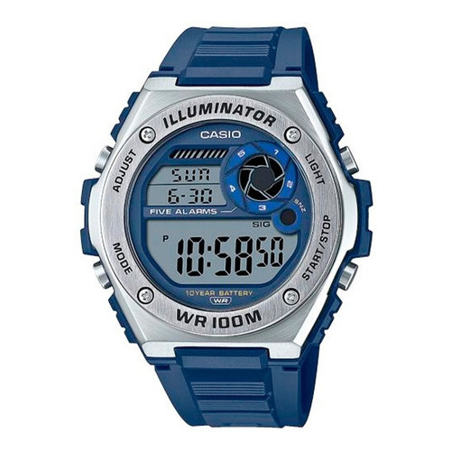 Reloj Casio Mwd-100h-2avdf Hombre 100% Original Color De La Correa Azul Color Del Bisel Plateado Color Del Fondo Azul