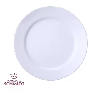 Jogo 10 Pratos Rasos Branco Cilíndrica Porcelana Schmidt