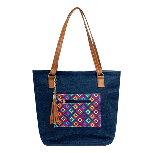 Bolsa De Dama M1414 Fabricante Bolsos Mujer Moda Mayoreo Color Azul Diseño De La Tela Textil Tipo Mezclilla Y Sintético