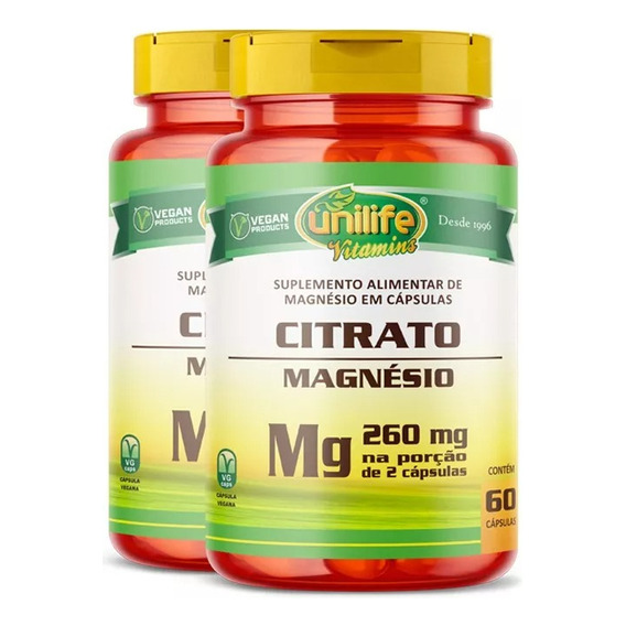 Citrato De Magnesio 60 Caps. 260 Mg Sabor Neutro