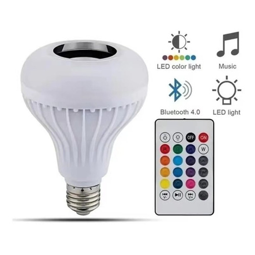 Foco Led Rgb Con Música Bluetooth Y Control Remoto