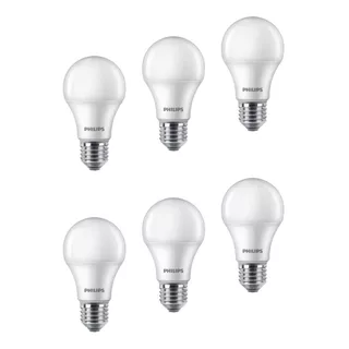 Pack 6 Ampolletas Philips Led Ecohome  12w E27 Fria O Calida