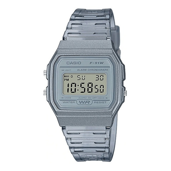 Reloj Casio Hombre F-91ws-8d Color de la malla Gris Translúcido Color del bisel Gris Translúcido Color del fondo LED