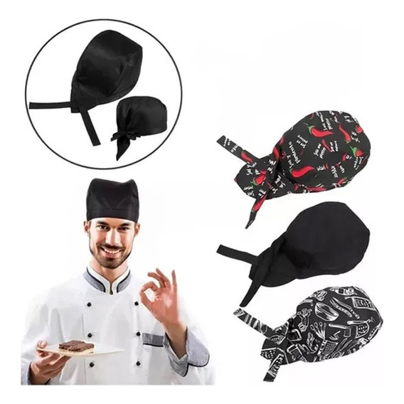 Gorros Cofia Para Chef, Cocinera, Mesero  Algodón 3 Pack